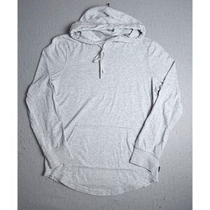 Mens XS American Eagle Long Sleeve Light Gray Hooded Shirt Casual Dressy Bird